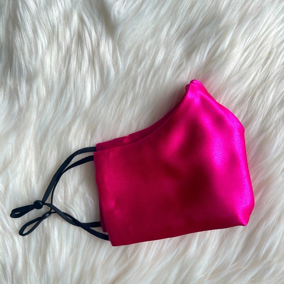 Magenta Double Satin Mask with Adjustable Straps, Formal Masks, Date Night,Party - Picture 3 of 4